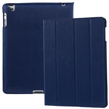 爱派（iPai） The new iPad/iPad3 雅致超薄波丝纹保护套 深邃蓝 赠原装贴膜（休眠唤醒功能）