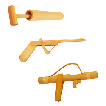 小鸡啄米 怀旧手工竹木枪(竹水枪+橡皮筋发射