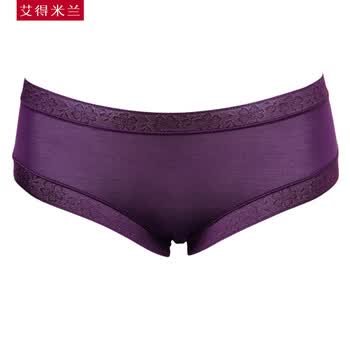 艾得米兰 2012新款 纯色星期裤 竹纤维内裤 蕾丝三角裤 WWS034 紫色 均码