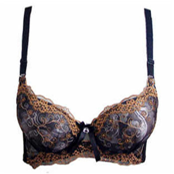 艾美熙 竹炭刺绣 聚拢调整型<em>文胸</em> 8969 黑色 3