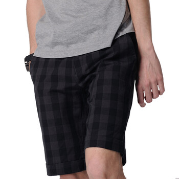 积普JIPU百搭格纹男短裤 休闲时尚夏季半身裤9122063704 黑色 XXL