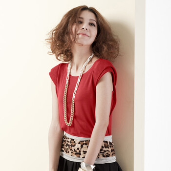麦考林EUROMODA 女装 摩登都会W6蕾丝肩垫饰T恤 多色可选 F124210 红色02 XL