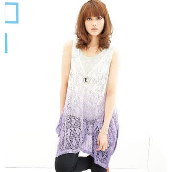 麦考林Jeans 女装 EMMA米兜兜渐变感长款T SF125408 粉紫44 L