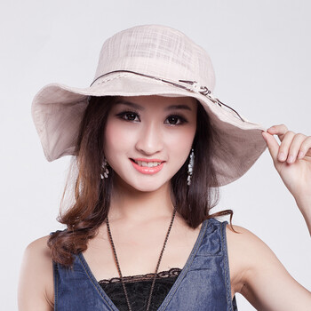 touch yf951-1 花边大木扣遮阳帽子 夏季女韩版潮太阳帽 米色 M(56-58cm)