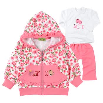 达晶 女宝宝套装 春秋小女童三件套春装 2012新款童装1-3岁 5030 粉红 100