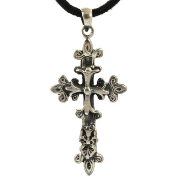 禾场 925纯银 十字架吊坠 女项链 银饰品 手工打