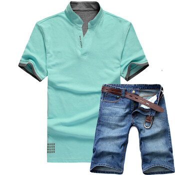 维杰斯WINJEANS 2012新款潮男时尚夏日套装（五分裤+立领POLO衫）14组可选 藏蓝 XXL+XXL/36