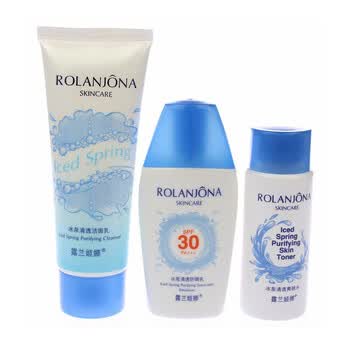 露兰姬娜 冰泉防晒特惠套装(洁面80g+爽肤水50ml+防晒乳50ml) SPF30