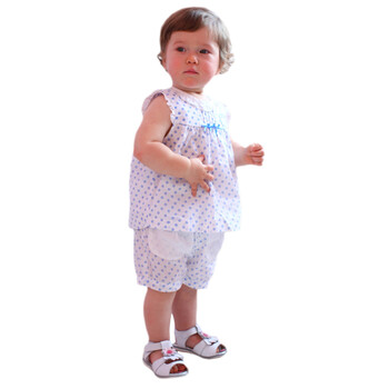 Baby2 2012新款婴幼儿夏装女婴童圆领衫裤套装YXB392093 蓝色 100