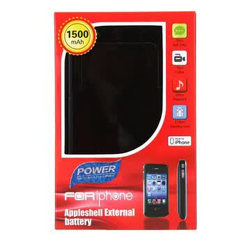 琪瑞（CHEENERGY）苹果手机 appleshell背夹背壳/移动电源1500mAh 适用iPhone4/iPhone4S (亮黑）