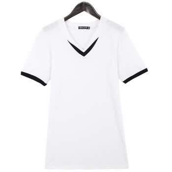 AMH 韩国2012新款夏装男装韩版修身V领短袖T恤NR2112 白色 180/96A XL