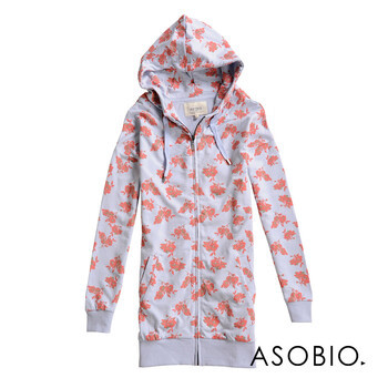 ASOBIO 女装女士经典款带帽开衫卫衣双色 4111161475 石板灰 40