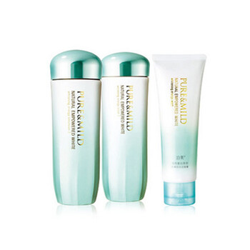 PureMild泊美植物奢白致臻悦白洁面+化妆水+乳液 水润型三件套装