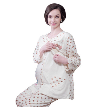 雅孕孕妇睡衣 孕妇家居服 月子服哺乳睡衣 BE01 特价 米黄色 XL