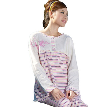 【精明妈咪团】雅孕-DE41 春夏孕妇睡衣月子服 喂奶衣 哺乳衣套装 米黄色 XL