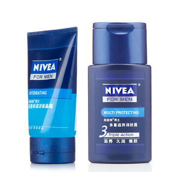 NIVEA妮维雅男士深透保湿洁面晶露100ml+男士多重滋养润肤露75g两件套装