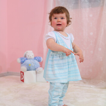 Baby2 2012新款婴幼儿夏装女婴童短袖连衣裙YQA392083 浅蓝色 100