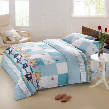 品诚家纺 全棉斜纹单品被套 1.5/1.8m 100%全棉 床上用品 童真-蓝 200cm*230cm