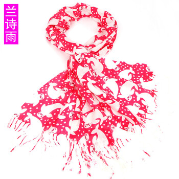 兰诗雨 围巾SBKD150032 桃红 均码