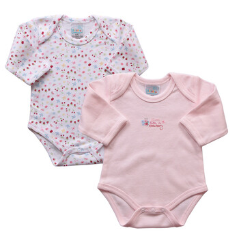 爱高玛 Acousma 2012新款婴儿连身衣 宝宝长袖三角爬服两件装 B4007 粉蜜水果花 74码