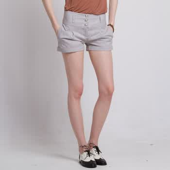 悦己 TONYJIEANS女装2012夏装新品学院风高腰热裤休闲短裤 灰色 L