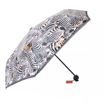 CAESAR 女士夏天蕾丝斑马纹 三折晴雨伞