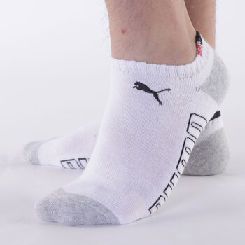 PUMA/彪马 男士运动袜休闲袜 短筒袜船袜精梳棉毛圈袜子P14022 漂白-浅花灰 25-27cm