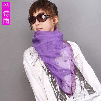 兰诗雨 纯色流苏女士围巾SBKD220065 紫色 均码