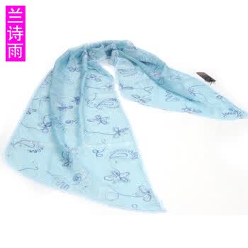 兰诗雨 女士围丝巾PTS30008 天蓝 均码