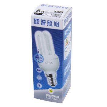 欧普照明节能灯细2U-5W-E14日光色3支装