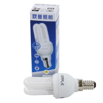 欧普照明节能灯细2U-5W-E14日光色3支装