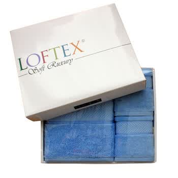 亚光LOFTEX 3#抗菌高档纯棉柔软厚实吸水适合中国人肤质设计面浴礼品装（1浴2面） 蓝色 套巾