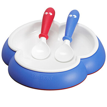 BabyBjorn Plate and Spoon 人体工学造型餐具组 蓝色