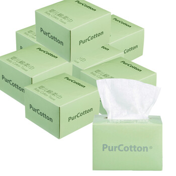 全棉时代（PurCotton）套装/纯棉纸巾婴儿棉柔巾抽取式纸巾/手帕纸/100抽8盒装