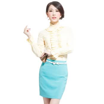 贝尚衣雅 012秋装女装新款韩版白领优雅女裙套装 OL通勤套装 衬衣+半身裙 套装 XL