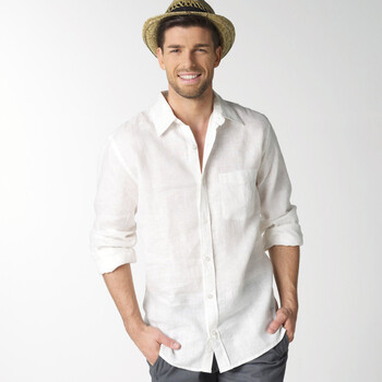 乐都特 Laredoute 男式休闲亚麻长袖衬衫 9色 YE752 白色 180/100A