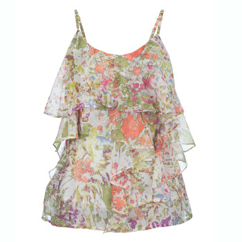 LILY 2012秋季新品 大印花雪纺百褶吊带衫 橘色 L