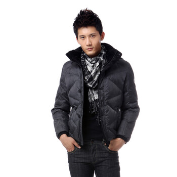 雅鹿 男士 菱形车线仿呢短款羽绒服 ^@^LD12060 冷灰 185/XXXL