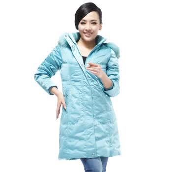 雅鹿 貉子毛领女中长款羽绒服 ^@^YBC2720 蓝色 175/XXL