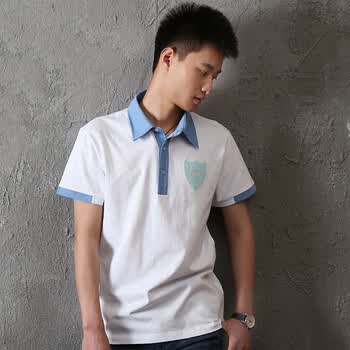 韩都衣舍AMH 2012夏装新款男装短袖宽松POLO衫NS2137 白色 180/96A XL