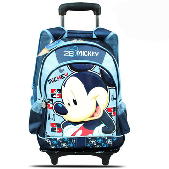 迪士尼Disney米奇米尼小学生儿童拉杆包 儿童可拆式双拉杆书包 M0383深蓝