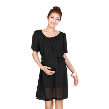 喜孕娇新款孕妇装夏装时尚韩版孕妇裙子 哺乳裙孕妇连衣裙Q22 黑色 均码