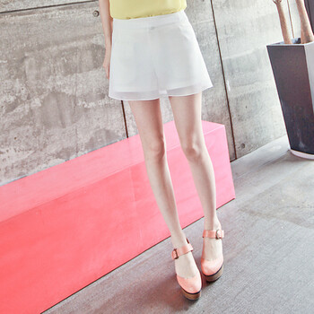 纳纹2012夏装新品女装休闲韩版时尚纱裙裤子039561B 白色 XL