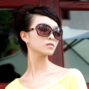PARZIN/帕森太阳镜女款 时尚优雅太阳眼镜5512 黑色