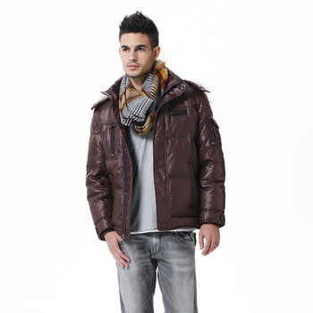 波司登羽绒服男亮面罗纹领时尚款 SR2261 695(米通咖) 195/108A(XXXL)