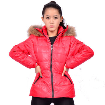 VERI GUDE 冬装新款时尚修身连帽羽绒服 连帽修身版保暖服 红色 L
