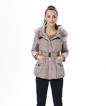 波司登羽绒服女连帽兔毛领 修身款 BR2244 1152(卡其米) 190/108A(XXXXL)