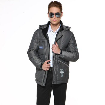 卡帝乐鳄鱼cartelo男装冲锋衣中长款羽绒服1616 浅灰色 XXXL