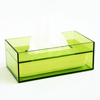 简宜良品 亚克力长方形纸巾盒/抽纸盒/纸巾抽 226×126×84mm J8402 透明绿