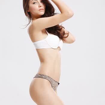 YOUSILK优丝珈桑蚕丝真丝内裤性感豹纹女士丁字裤T裤 1D0K01 杏色/淡粉 XL